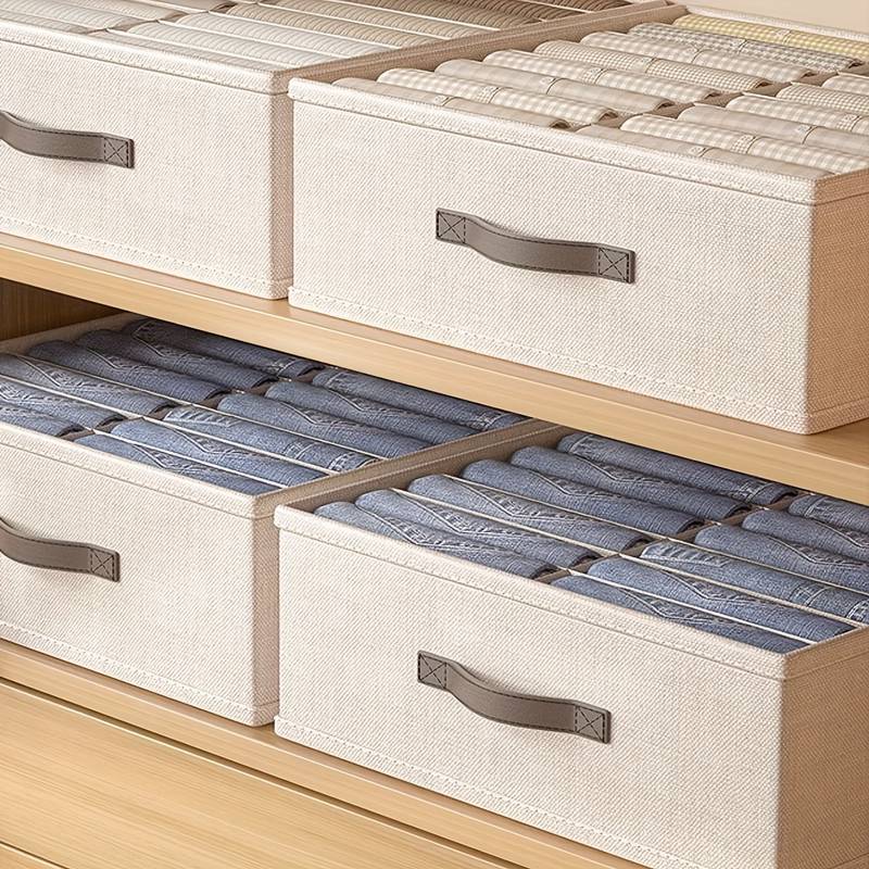Storage Box Beige Linen Clothing Sub grid Organizer - Temu